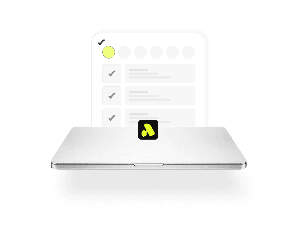 AI dashboard and laptop scene