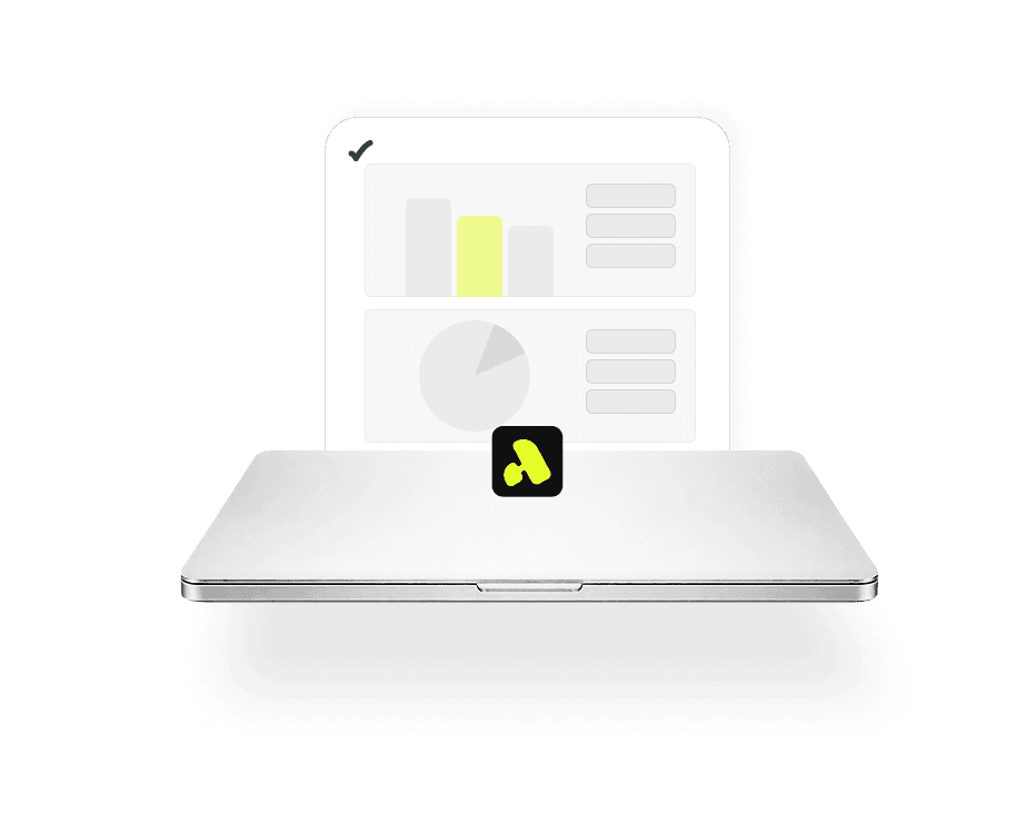 AI dashboard and laptop scene